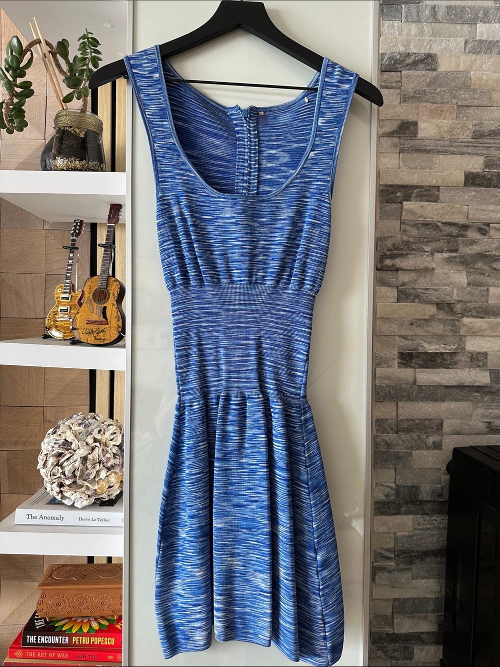 Blue Space-Dye Fit & Flare Dress